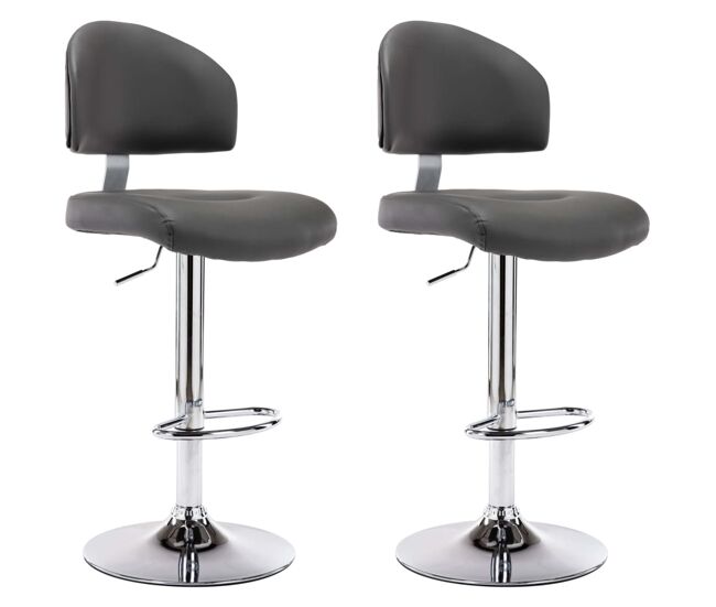 Vidaxl taburetes de cocina 2 unidades cuero sintético gris