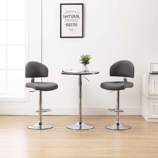 vidaXL Bancos de bar 2 pcs couro artificial cinzento vidaXL Bancos de bar 2 pcs couro artificial cinzento