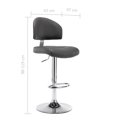 vidaXL Bancos de bar 2 pcs couro artificial cinzento vidaXL Bancos de bar 2 pcs couro artificial cinzento