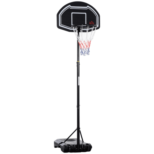 HOMCOM Tabela de Basquetebol para Exterior Altura Ajustável 160-210 cm Tabela Portátil com P Rodas e Base Preenchível com Compartimento para Adolescentes e Adultos