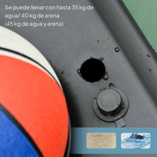 HOMCOM Tabela de Basquetebol para Exterior Altura Ajustável 160-210 cm Tabela Portátil com P Rodas e Base Preenchível com Compartimento para Adolescentes e Adultos