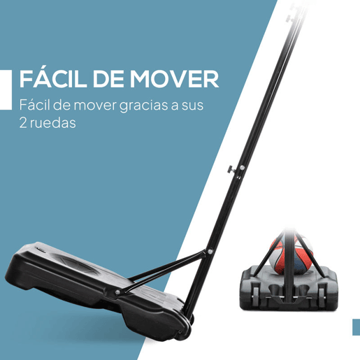 HOMCOM Tabela de Basquetebol para Exterior Altura Ajustável 160-210 cm Tabela Portátil com P Rodas e Base Preenchível com Compartimento para Adolescentes e Adultos