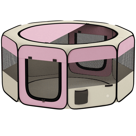 PawHut Parque Dobrável para Cães e Gatos, Cercado Portátil para Animais Pequenos Impermeável em Tecido Oxford com 2 Portas, para Exterior e Interior, Ø120x58 cm, Rosa PawHut Parque Dobrável para Cães e Gatos, Cercado Portátil para Animais Pequenos Impermeável em Tecido Oxford com 2 Portas, para Exterior e Interior, Ø120x58 cm, Rosa