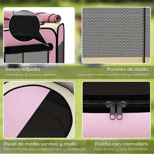 PawHut Parque Dobrável para Cães e Gatos, Cercado Portátil para Animais Pequenos Impermeável em Tecido Oxford com 2 Portas, para Exterior e Interior, Ø120x58 cm, Rosa PawHut Parque Dobrável para Cães e Gatos, Cercado Portátil para Animais Pequenos Impermeável em Tecido Oxford com 2 Portas, para Exterior e Interior, Ø120x58 cm, Rosa