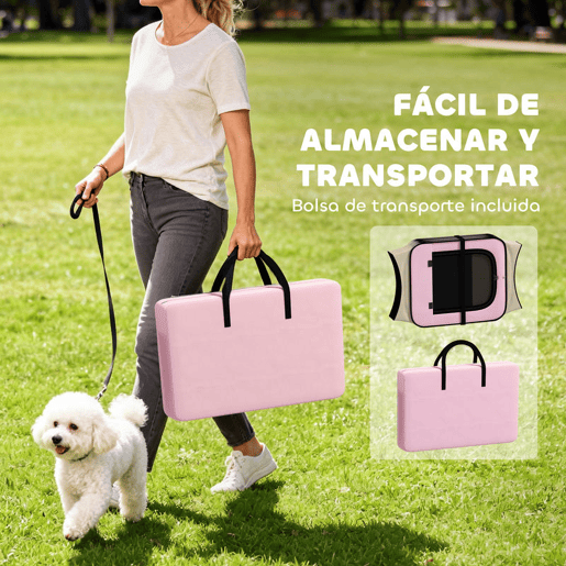 PawHut Parque Dobrável para Cães e Gatos, Cercado Portátil para Animais Pequenos Impermeável em Tecido Oxford com 2 Portas, para Exterior e Interior, Ø120x58 cm, Rosa PawHut Parque Dobrável para Cães e Gatos, Cercado Portátil para Animais Pequenos Impermeável em Tecido Oxford com 2 Portas, para Exterior e Interior, Ø120x58 cm, Rosa