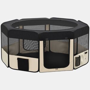 PawHut Parque Dobrável para Cães e Gatos, Cercado Portátil para Animais de Estimação Pequenos, Impermeável com Tecido Oxford e 2 Portas, para Interior e Exterior, Ø90x41 cm, Preto