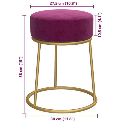vidaXL Banqueta redonda veludo roxo