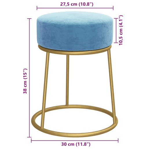 vidaXL Banqueta redonda veludo azul-claro