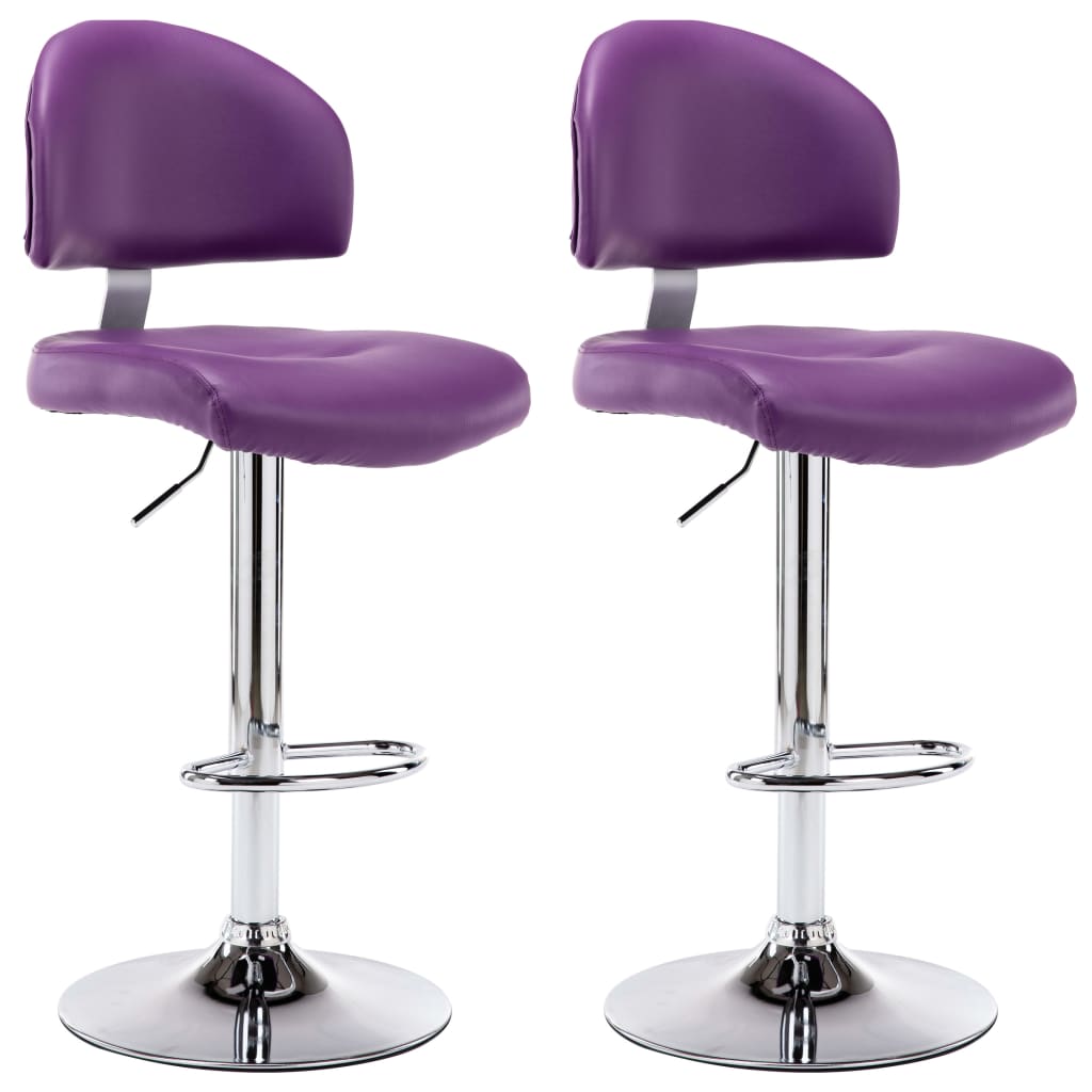 Vidaxl taburetes de cocina 2 unidades cuero sintético morado