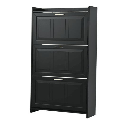 Sapateira 70x24x120 cm - Com 6 compartimentos, para corredor, escritório e sala - Preto