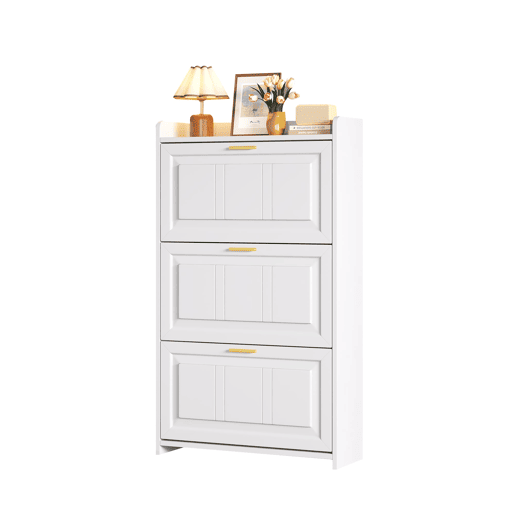 Sapateira 70x24x120 cm - 6 compartimentos, MDF+aglomerado, para corredores e escritórios - Branco