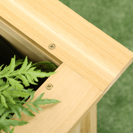 Outsunny Floreira Elevada de Madeira Floreira Exterior em Forma de L com Forro Não Tecido Horta Urbana para Cultivo de Plantas e Flores Jardim ou Terraço, 120x120x50 cm Madeira