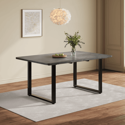 Mesa de jantar extensÃvel 140180220x90 cm - para 6-10 pessoas, forma reta, pernas em metal - cinzento Mesa de jantar extensÃvel 140180220x90 cm - para 6-10 pessoas, forma reta, pernas em metal - cinzento