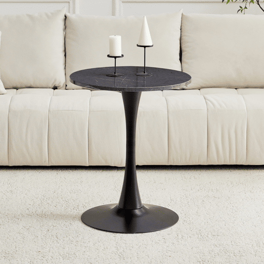 Mesa auxiliar 60 cm - MDF, Thermoform, estilo europeu - preto
