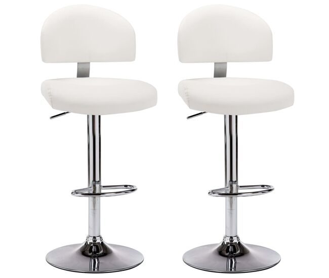 Vidaxl taburetes de cocina 2 unidades cuero sintético blanco