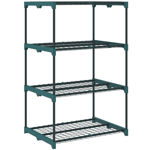Outsunny Suporte para Plantas de 4 Níveis Estante para Plantas em Aço Prateleiras de Grade Suporte para Vasos Interior e Exterior 67x49x105 cm Verde Escuro