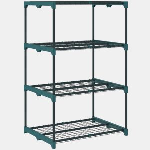 Outsunny Suporte para Plantas de 4 Níveis Estante para Plantas em Aço Prateleiras de Grade Suporte para Vasos Interior e Exterior 67x49x105 cm Verde Escuro