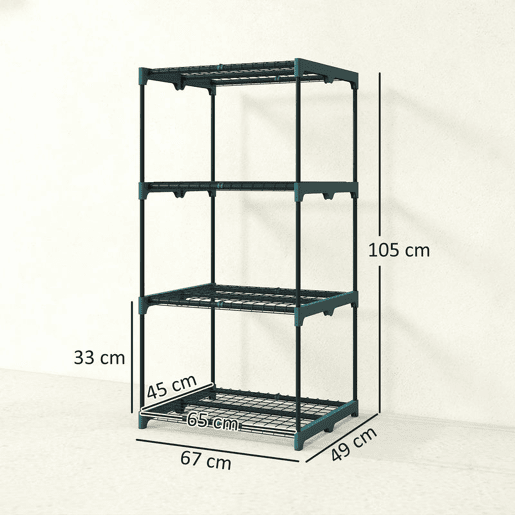 Outsunny Suporte para Plantas de 4 Níveis Estante para Plantas em Aço Prateleiras de Grade Suporte para Vasos Interior e Exterior 67x49x105 cm Verde Escuro