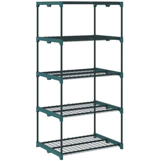 Outsunny Suporte para Plantas de 5 Níveis Estante de Aço com Prateleiras de Rede Interior e Exterior, 67x49x138 cm Verde Escuro
