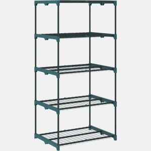 Outsunny Suporte para Plantas de 5 Níveis Estante de Aço com Prateleiras de Rede Interior e Exterior, 67x49x138 cm Verde Escuro