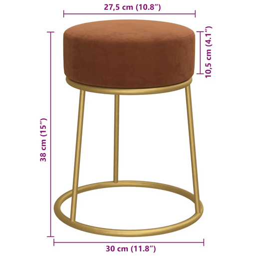 vidaXL Banqueta redonda veludo castanho