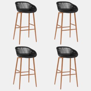 vidaXL Cadeiras de bar 4 pcs preto