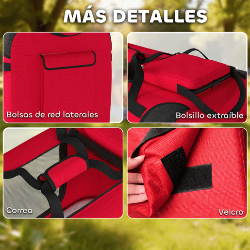 PawHut Transportadora Dobrável para Cães 60x41,5x41 cm com Janelas de Rede Almofada Macia e 2 Alças Bolsa para Mini Cães e Gatos Vermelho