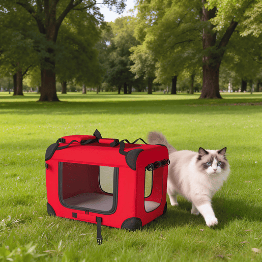 PawHut Transportadora Dobrável para Cães 60x41,5x41 cm com Janelas de Rede Almofada Macia e 2 Alças Bolsa para Mini Cães e Gatos Vermelho