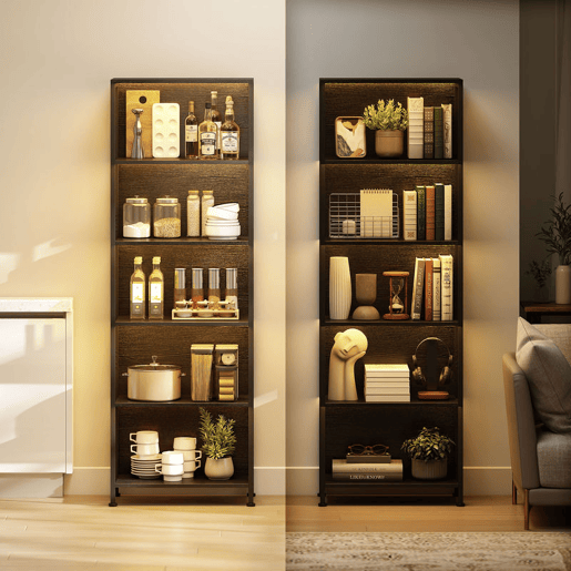 HOMCOM Estante de 5 Níveis com Luzes LED de 7 Cores Estante para Livros 60x30x179 cm Estante Industrial com Estrutura de Aço para Sala Quarto Escritório Preto