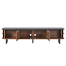 Móvel de TV baixo 190x35x45 cm - 2 portas de correr, 2 portas com grelha, design moderno - Nogueira