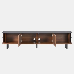 Móvel de TV baixo 190x35x45 cm - 2 portas de correr, 2 portas com grelha, design moderno - Nogueira