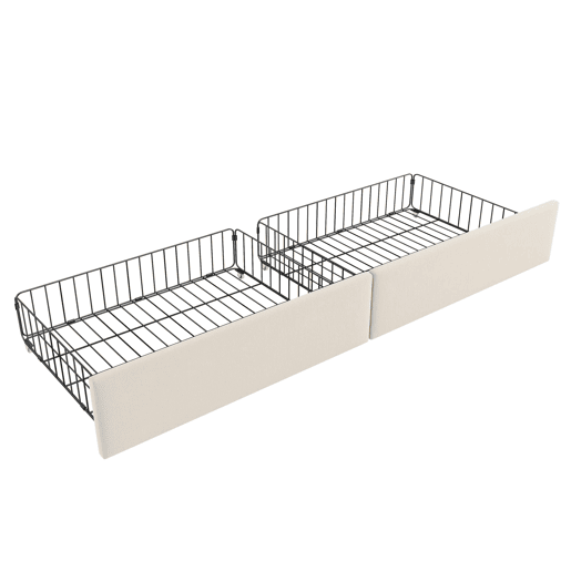 Cama individual 90x190 cm - com gavetas e estofamento em veludo, sofá-cama - Bege Cama individual 90x190 cm - com gavetas e estofamento em veludo, sofá-cama - Bege