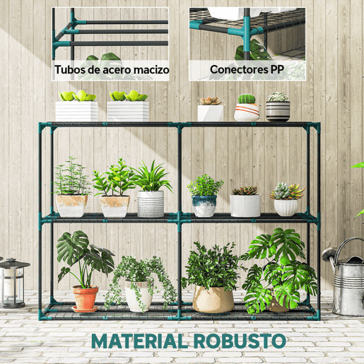 Outsunny Suporte para Plantas de 3 Níveis para Interior e Exterior, Estante para Plantas de Aço Resistente e Estável Estante para Vasos Terraço Jardim Varanda Verde Escuro