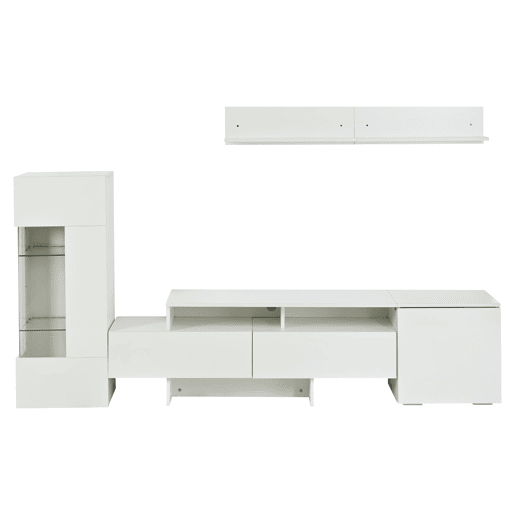 Conjunto de móveis para TV de 3 peças - Conjunto de sala com LED, portas acrílicas, branco Conjunto de móveis para TV de 3 peças - Conjunto de sala com LED, portas acrílicas, branco