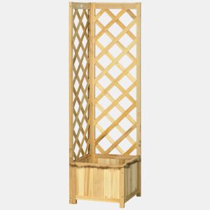 Outsunny Floreira com Treliça de Madeira para Exterior, Elevada para Plantas Trepadeiras em Jardim ou Terraço 40x40x145 cm Madeira