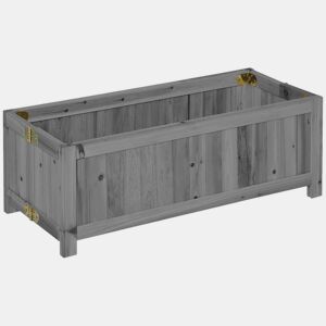 Outsunny Floreira de Madeira Dobrável Floreira Elevada para Cultivo de Vegetais e Flores no Exterior Pátio Varanda Terraço 70x30x25 cm Cinzento
