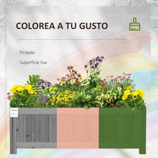 Outsunny Floreira de Madeira Dobrável Floreira Elevada para Cultivo de Vegetais e Flores no Exterior Pátio Varanda Terraço 70x30x25 cm Cinzento