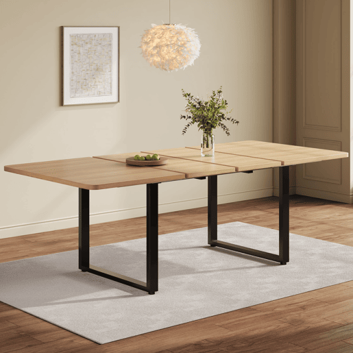 Mesa de jantar extensÃvel 140180220x80 cm - Para 6-10 pessoas, forma retangular, estilo simples, pernas de metal - Carvalho Mesa de jantar extensÃvel 140180220x80 cm - Para 6-10 pessoas, forma retangular, estilo simples, pernas de metal - Carvalho