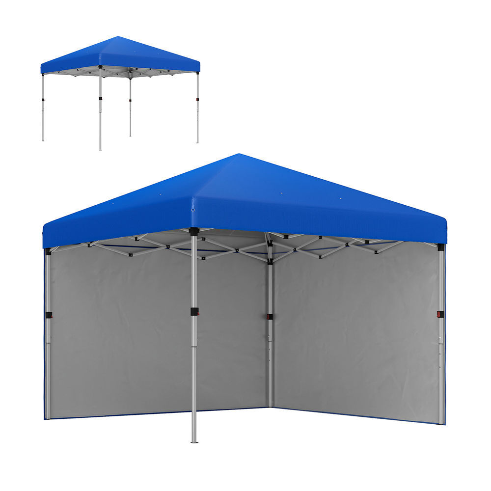 Outsunny carpa plegable pop-up gazebo 3x3 m cenador plegable con 2 paredes laterales anti-uv altura ajustable en 3 niveles sacos de arena y bolsa de transporte con ruedas para camping fiestas azul