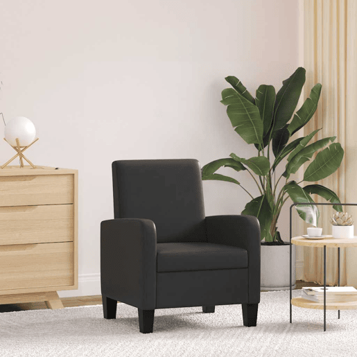 vidaXL Poltrona em couro artificial preto