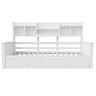 Sofá-cama 90x200 - Com gavetas e prateleiras, estrado, cama infantiljuvenil, madeira maciça - Branco