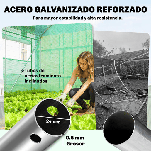 Outsunny Estufa de Exterior 6x3x2 m, Estufa Tipo Túnel com 3 Portas Enroláveis, Janelas com Rede, Cobertura PE 140gm² Anti-UV e Estrutura de Aço Galvanizado, para Cultivo de Plantas, Verde