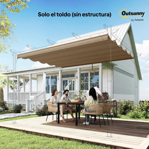 Outsunny Teto de Pérgola 2,5x2,55 m Teto de Substituição Retrátil para Estrutura de Pérgola de 3x3 m Toldo de Tecido Apenas para Pérgola de Jardim com 10 Orifícios de Drenagem Castanho Outsunny Teto de Pérgola 2,5x2,55 m Teto de Substituição Retrátil para Estrutura de Pérgola de 3x3 m Toldo de Tecido Apenas para Pérgola de Jardim com 10 Orifícios de Drenagem Castanho