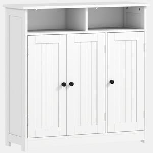 HOMCOM Armário de Casa de Banho Móvel de Casa de Banho Estreito com 3 Portas 2 Compartimentos Abertos Prateleira Ajustável para Sala de Estar Cozinha 85x30x85 cm Branco