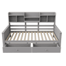 Sofá-cama 90x200 - Com gavetas e prateleiras, estrado, cama individual juvenil - Cinza
