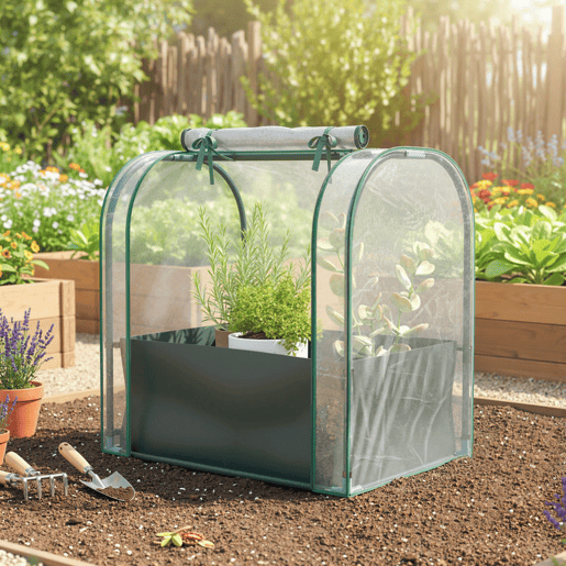 Outsunny Mini Estufa com Bolsa de Plantação, 68x50x70 cm Estufa Pequena Portátil para Interior e Exterior com Porta Enrolável Estrutura em Aço Impermeável para Jardim, Varanda ou Pátio Verde