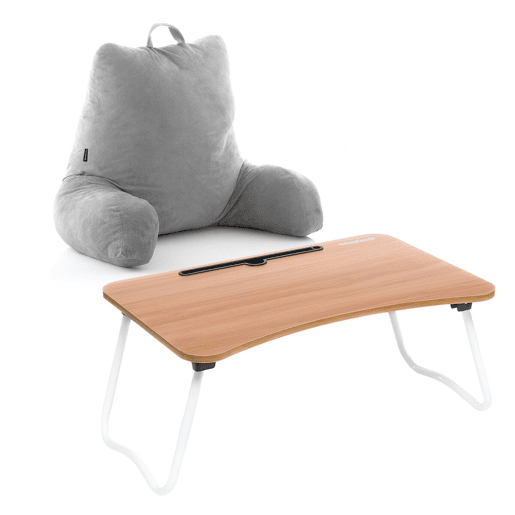 Pack Mesa Dobrável Auxiliar Multiuso e Almofada de Leitura com Apoios InnovaGoods