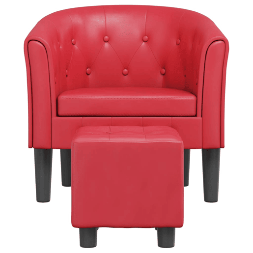 vidaXL Poltrona com apoio de pés couro artificial vermelho