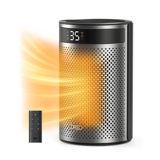 DREO Aquecedor Cerâmico Elétrico Atom 416 1500W portátil preto e prata DREO Aquecedor Cerâmico Elétrico Atom 416 1500W portátil preto e prata
