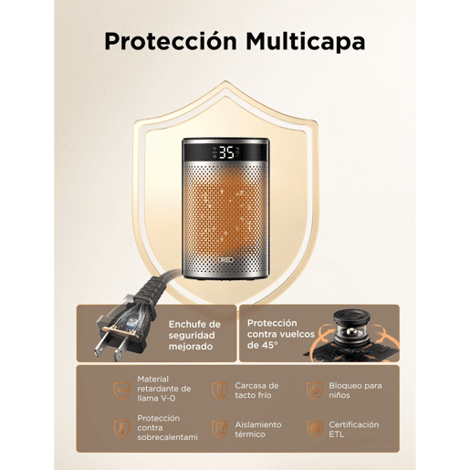 DREO Aquecedor Cerâmico Elétrico Atom 416 1500W portátil preto e prata DREO Aquecedor Cerâmico Elétrico Atom 416 1500W portátil preto e prata